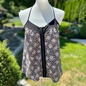 5th Culture floral, tank top with zipper front